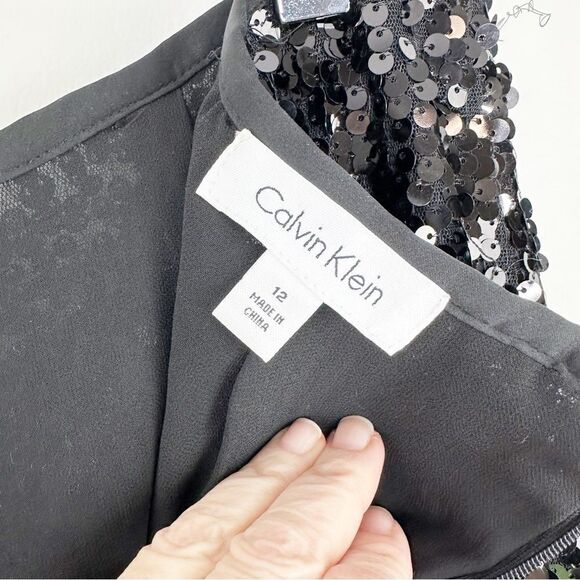 Calvin Klein Allover Sequin Straight Pencil Skirt Size 12‎ Cocktail Party Formal - Picture 7 of 13